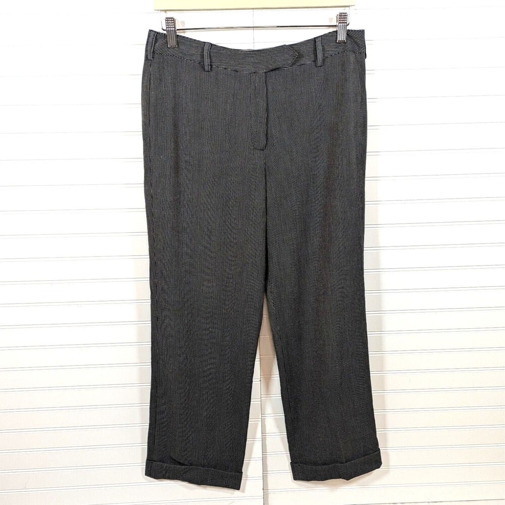 Vintage Larry Levine Petite Pants Women 12P Y2K Wide Cuffs Preppy Stripes Office